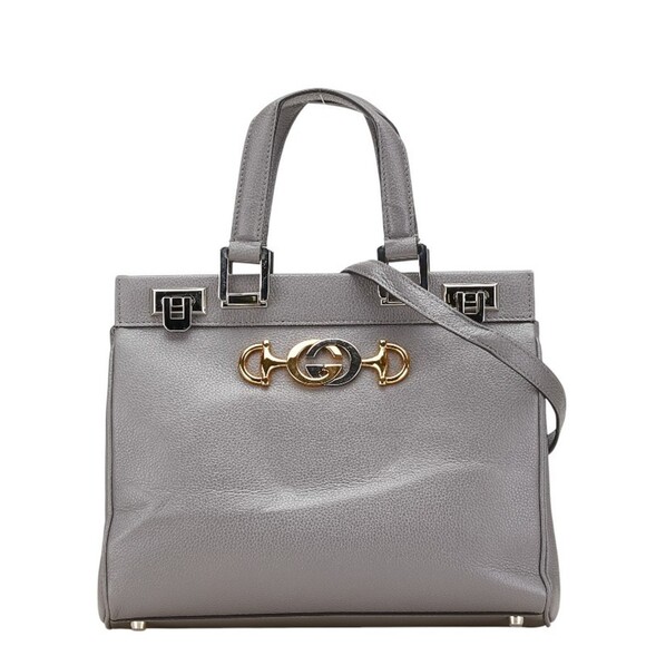 GUCCI Gray Leather Shoulder Bag - Picture 1 of 11